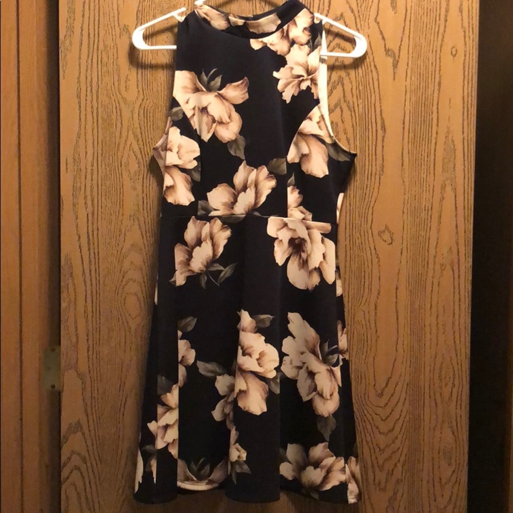Navy Blue Floral Dress
